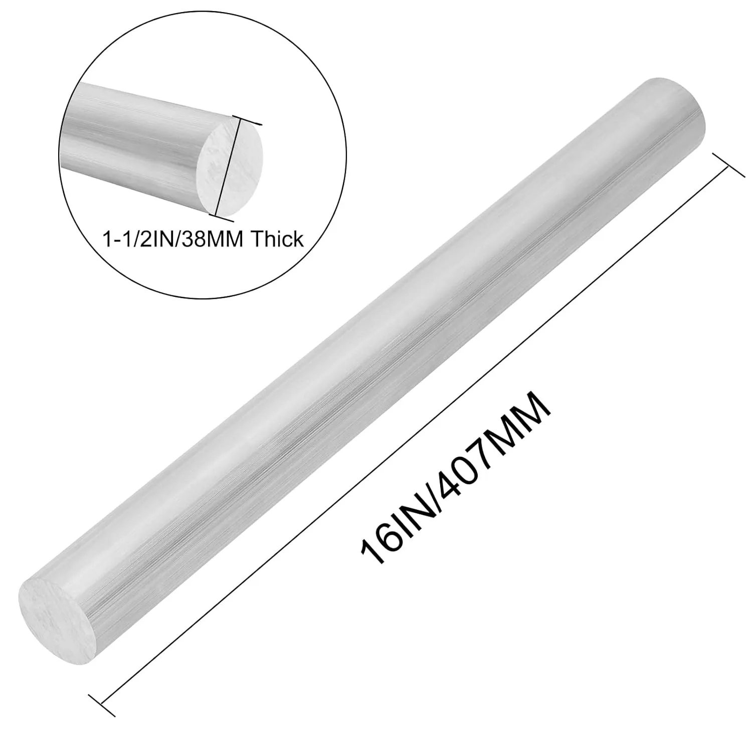 1-1/2" 6061 T651 Solid Aluminum Round Rod 16" Long 1.50Inch(38MM) Diameter Solid T651 Extruded Lathe Bar Stock, Round Aluminum Bars for Industrial, DIY Craft ( /-0.05")