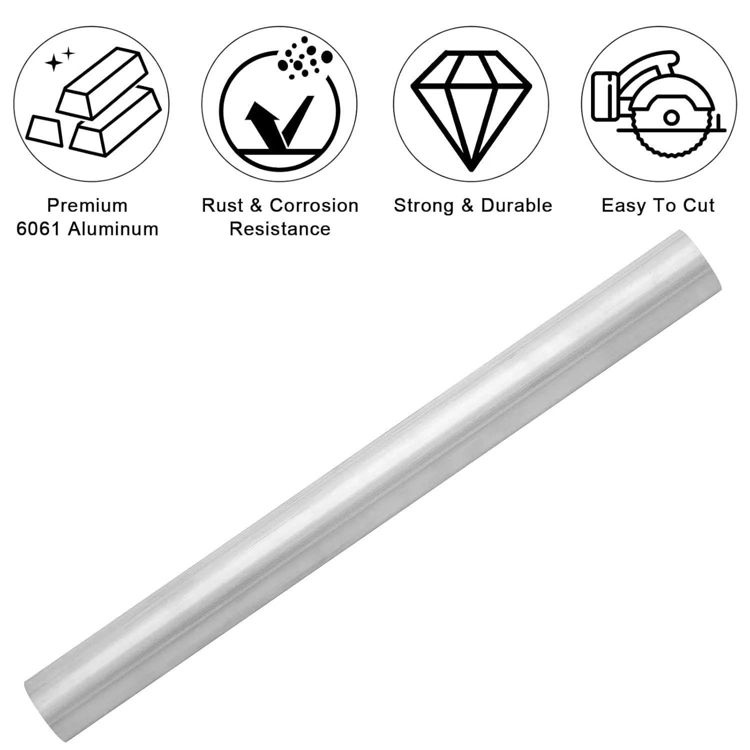 1-1/2" 6061 T651 Solid Aluminum Round Rod 16" Long 1.50Inch(38MM) Diameter Solid T651 Extruded Lathe Bar Stock, Round Aluminum Bars for Industrial, DIY Craft ( /-0.05")
