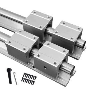 2Pcs SBR20-800mm Linear Slide Guide Rail with 4Pcs SBR20UU Bearing Block, Linear Sliding Guideway Length 31.5 inch(800mm) for Fully suppoeted Shaft Rod