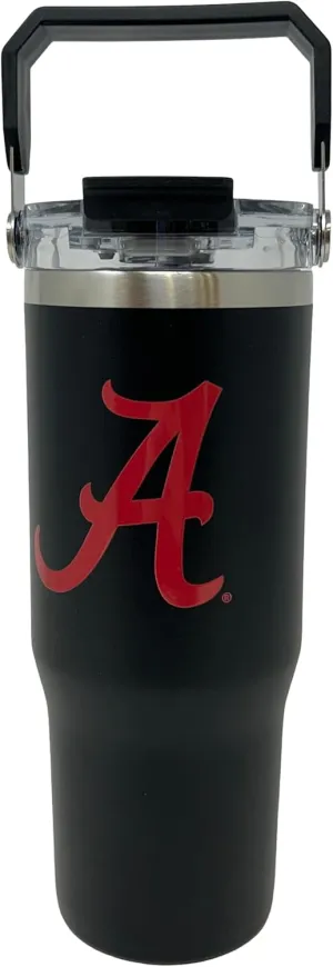 32 oz Collegiate Stainless Steel Tumbler - Double Walled Insulated Water Bottle with Top Handle (Alabama)