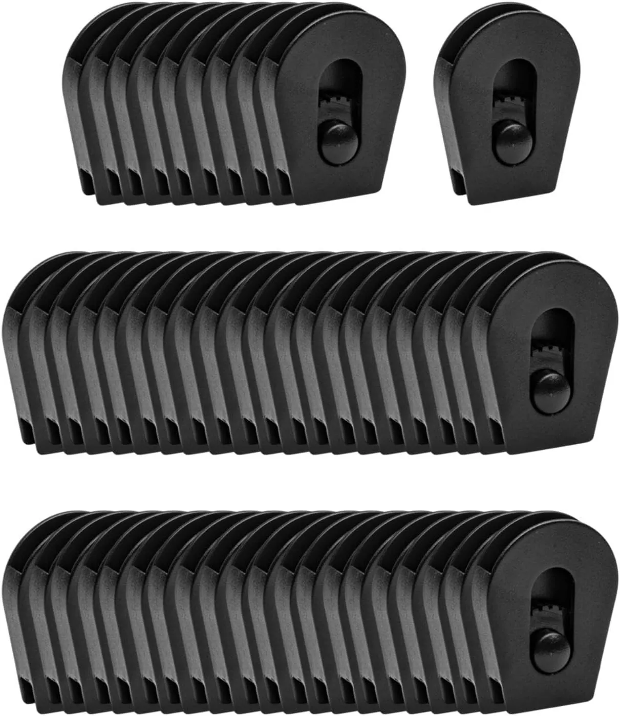 50Pcs Wheeled Cord Lock Stopper Replacment Cord Fastener Heavy Duty with Pulley Gear Strap Adjustments for Paracord Supboard, Large