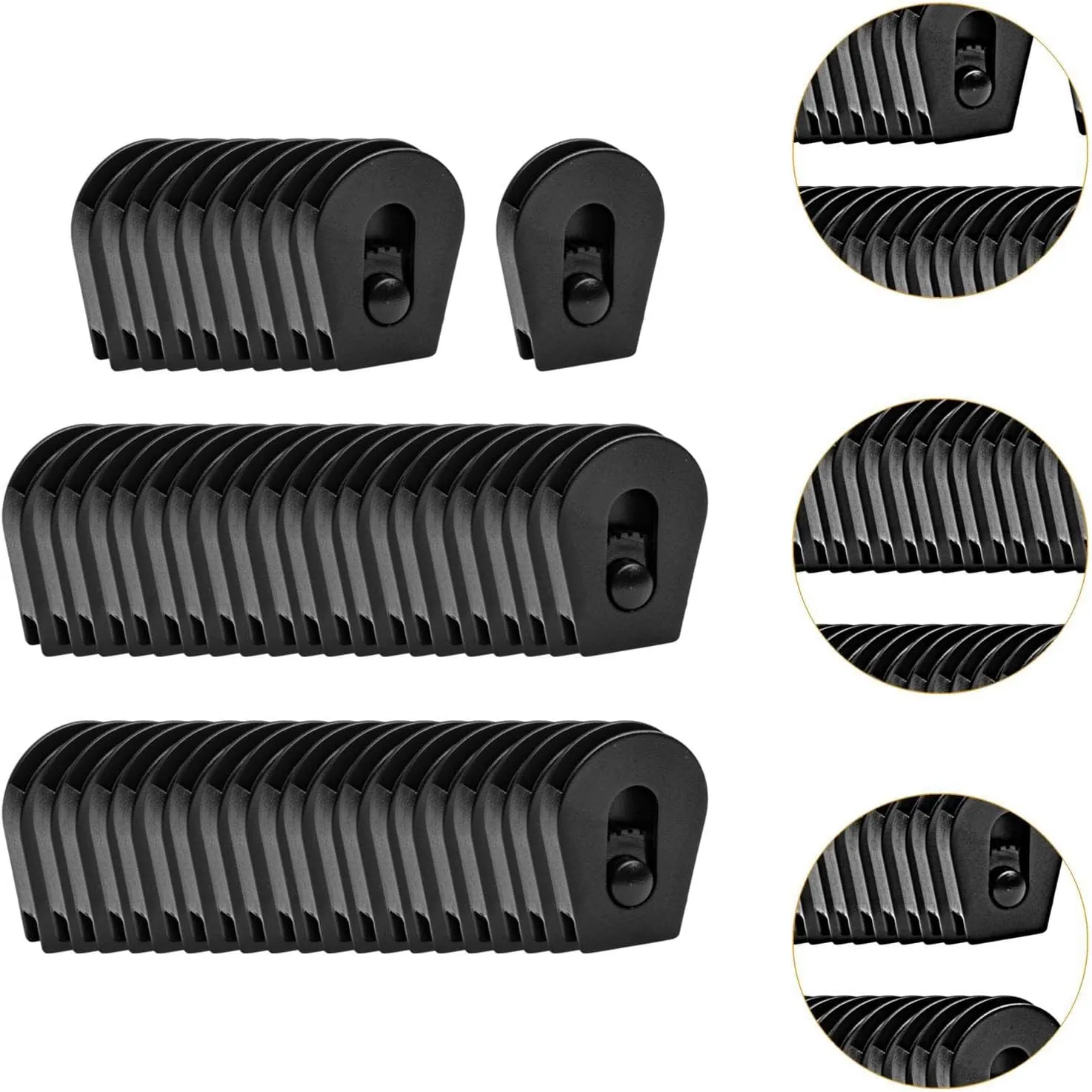 50Pcs Wheeled Cord Lock Stopper Replacment Cord Fastener Heavy Duty with Pulley Gear Strap Adjustments for Paracord Supboard, Large