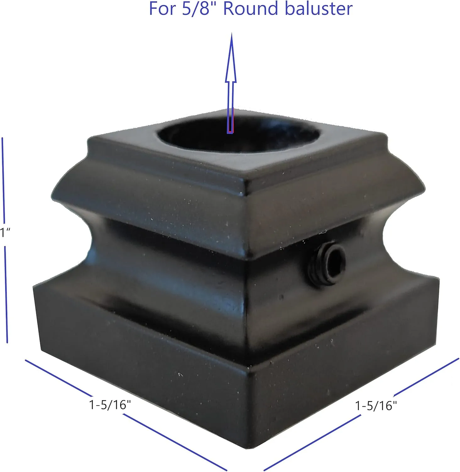 5/8"Round Iron Balusters Flat Base Shoes with Set Screws for - Pack of 10(Matt Black)