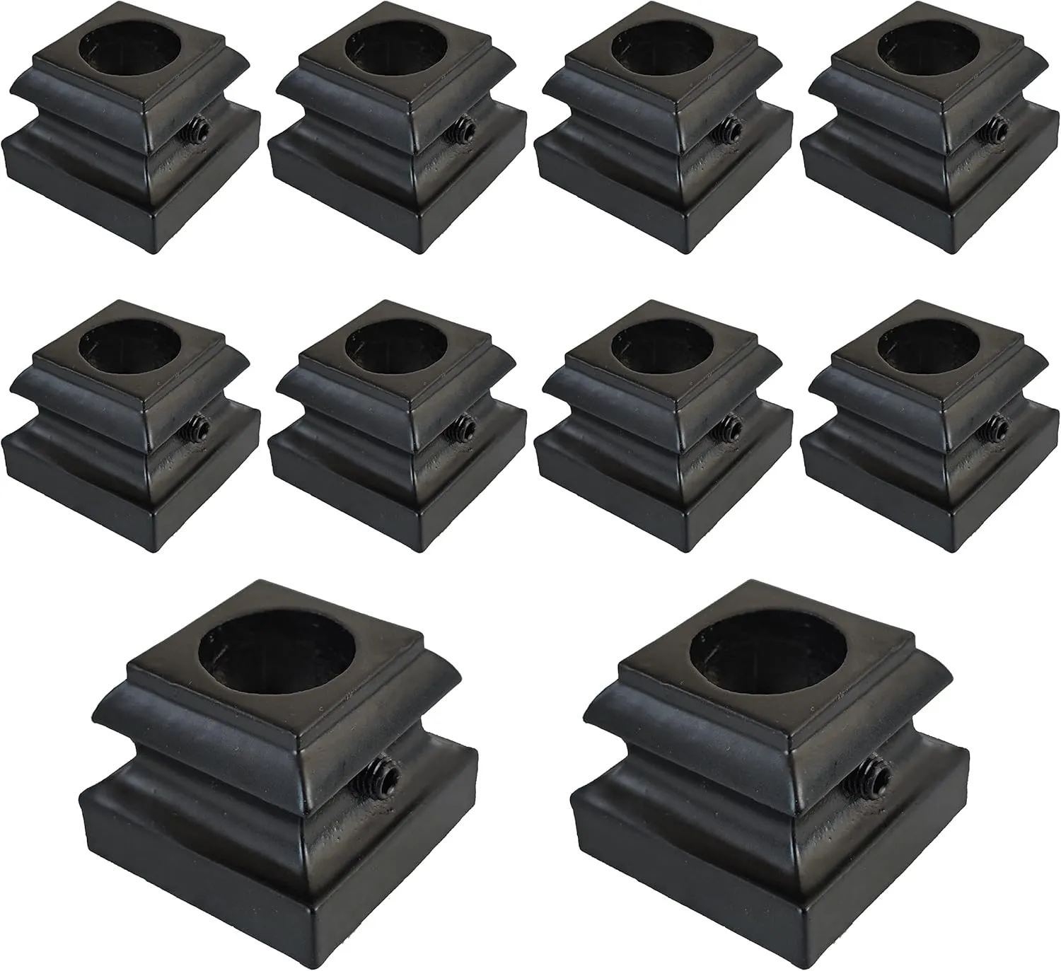 5/8"Round Iron Balusters Flat Base Shoes with Set Screws for - Pack of 10(Matt Black)