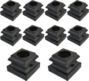 5/8"Round Iron Balusters Flat Base Shoes with Set Screws for - Pack of 10(Matt Black)
