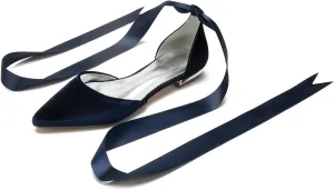 ADMLZQQ Women Classic Pointed Toe Wedding Flat Sandals Velvet Ankle Strap Low Heel Dress Shoes