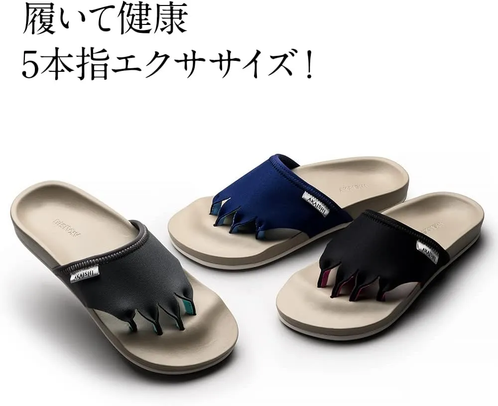 AKAISHI, five fingers room sandals for indoor exercise and yoga