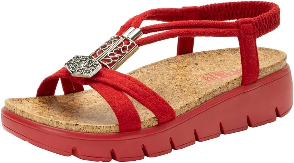 Alegria Women Roz - Arch Support Chunky Platform - For Travel and Everyday Activity - Vegan Braided Adjustable Buckle Slingback Slide Sandal