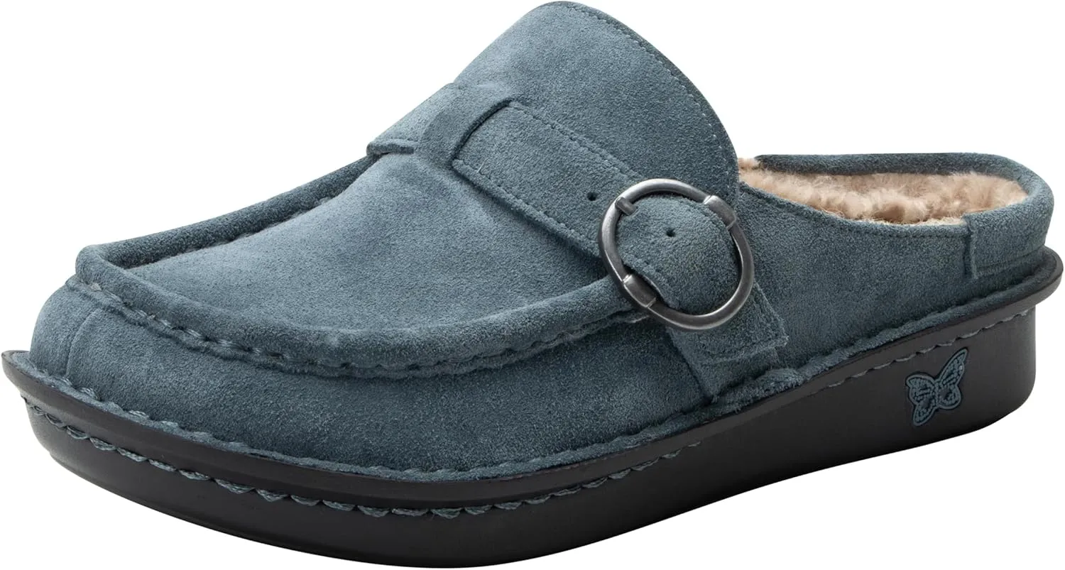 Alegria Women's Brigid Leather Moc Toe Open Back Clog with Heel Cup