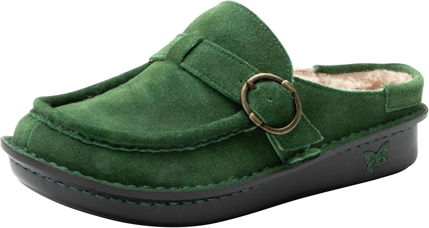 Alegria Women's Brigid Leather Moc Toe Open Back Clog with Heel Cup