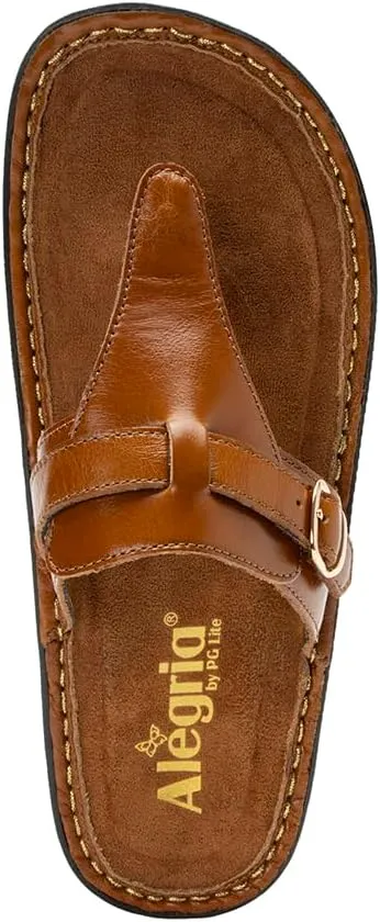 Alegria Womens Kennedi - Leather Thong Adjustable Slide Sandal - Timeless Comfort, Arch Support and Stylish Women's Shoe for Everyday Elegance and Slip-Resistant - Nursing and Healthcare Professionals