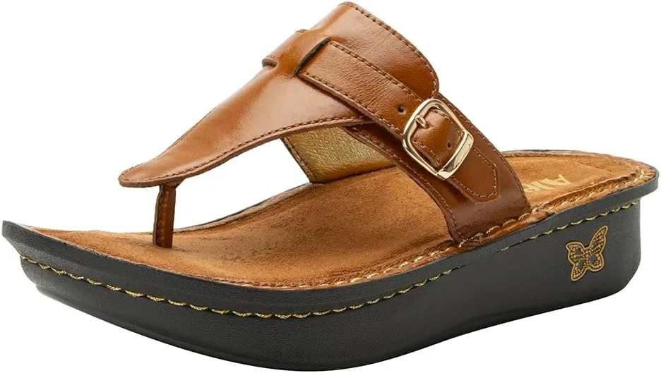 Alegria Womens Kennedi - Leather Thong Adjustable Slide Sandal - Timeless Comfort, Arch Support and Stylish Women's Shoe for Everyday Elegance and Slip-Resistant - Nursing and Healthcare Professionals
