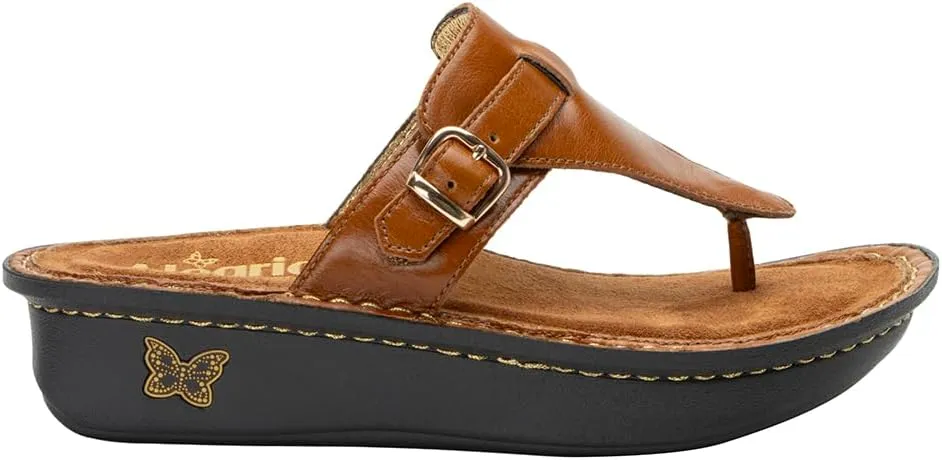 Alegria Womens Kennedi - Leather Thong Adjustable Slide Sandal - Timeless Comfort, Arch Support and Stylish Women's Shoe for Everyday Elegance and Slip-Resistant - Nursing and Healthcare Professionals