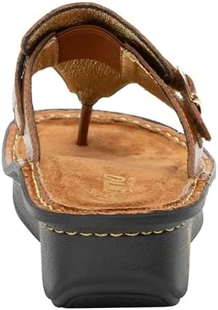 Alegria Womens Kennedi - Leather Thong Adjustable Slide Sandal - Timeless Comfort, Arch Support and Stylish Women's Shoe for Everyday Elegance and Slip-Resistant - Nursing and Healthcare Professionals