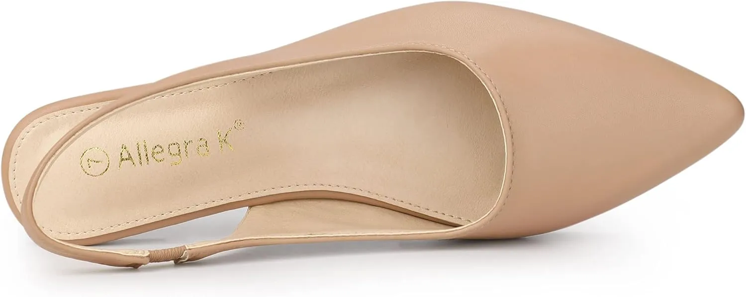 Allegra K Women's Pointed Toe Pumps Slingback Flat Pumps