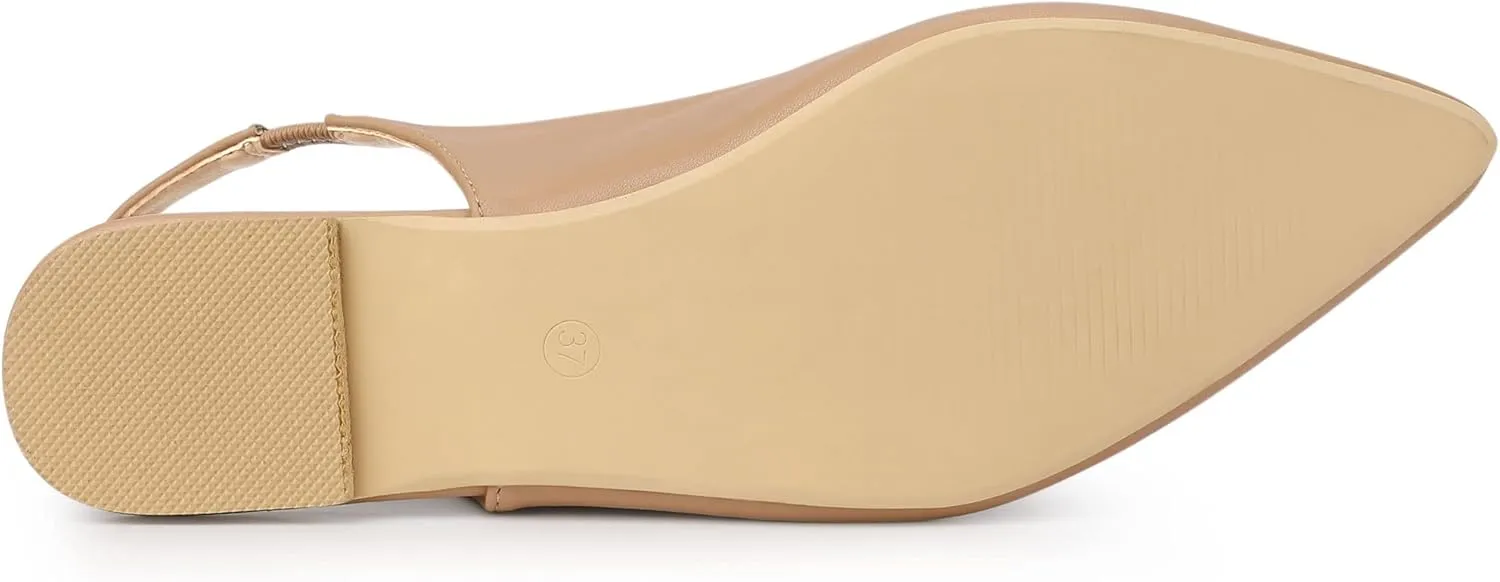 Allegra K Women's Pointed Toe Pumps Slingback Flat Pumps