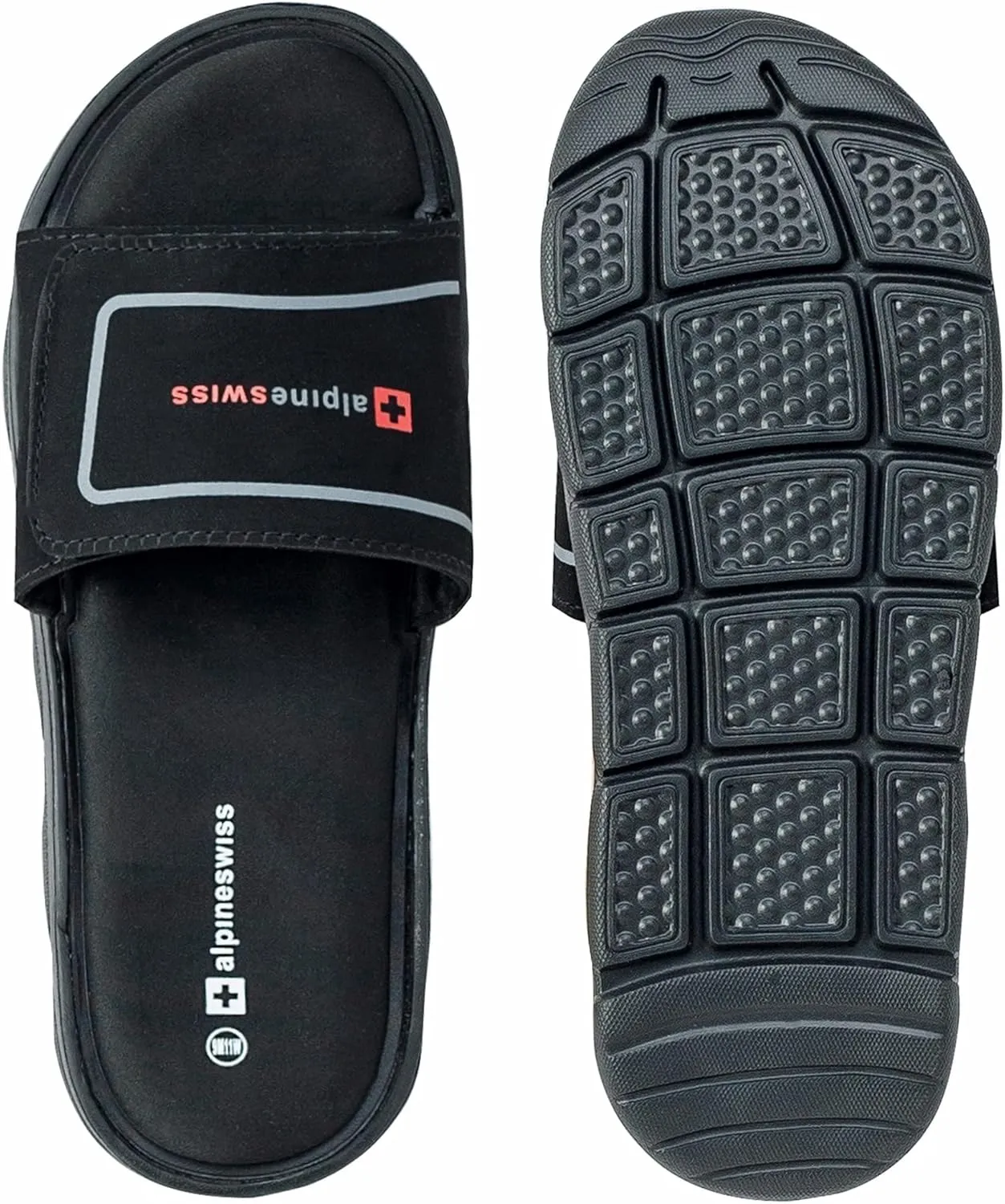 Alpine Swiss Gabe Mens Slide Sandals Shock-absorbing foam Insole for Arch Support Adjustable Strap Athletic Sandals Anti-Slip Traction EVA Foam Outsoles