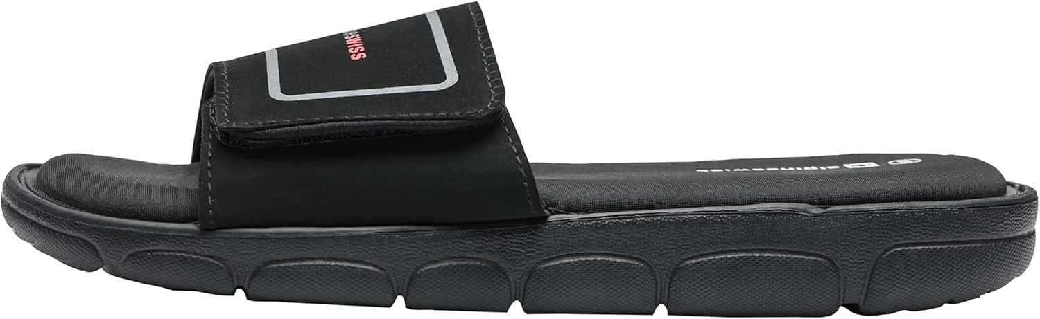 Alpine Swiss Gabe Mens Slide Sandals Shock-absorbing foam Insole for Arch Support Adjustable Strap Athletic Sandals Anti-Slip Traction EVA Foam Outsoles