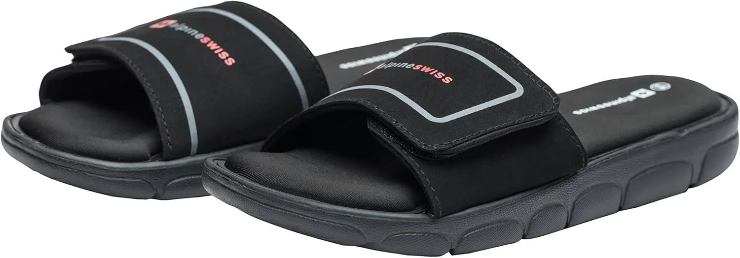 Alpine Swiss Gabe Mens Slide Sandals Shock-absorbing foam Insole for Arch Support Adjustable Strap Athletic Sandals Anti-Slip Traction EVA Foam Outsoles