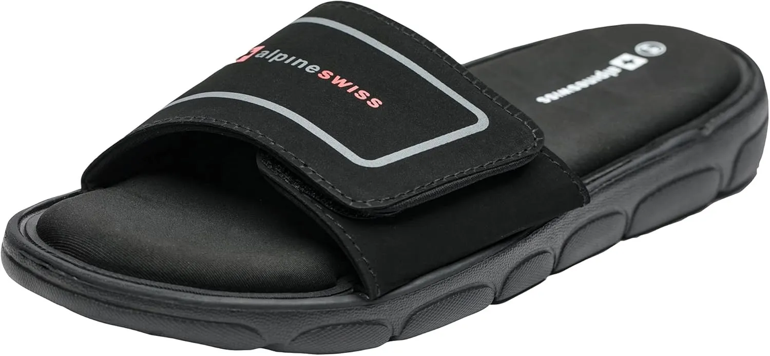Alpine Swiss Gabe Mens Slide Sandals Shock-absorbing foam Insole for Arch Support Adjustable Strap Athletic Sandals Anti-Slip Traction EVA Foam Outsoles