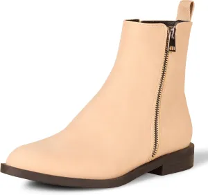 Amazon Essentials Women's Exterior Zip Flat Ankle Boot