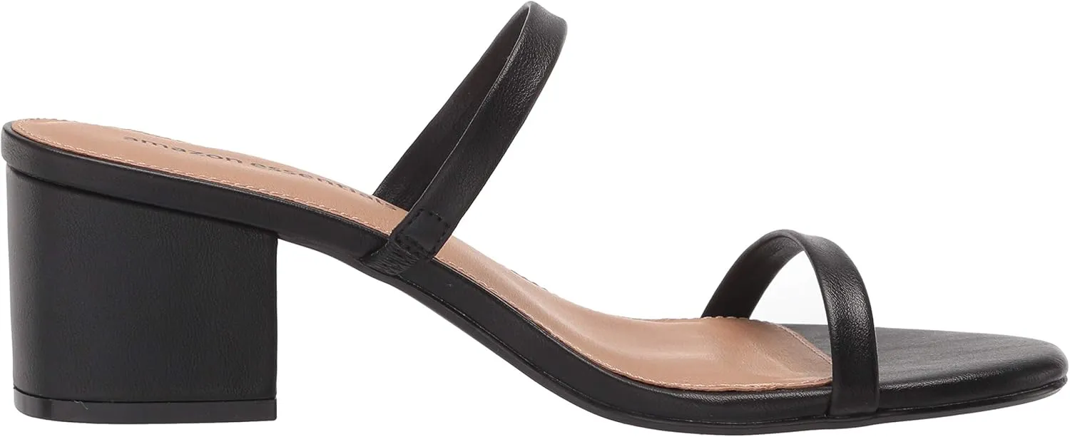Amazon Essentials Women's Thin Two Strap Heeled Slide