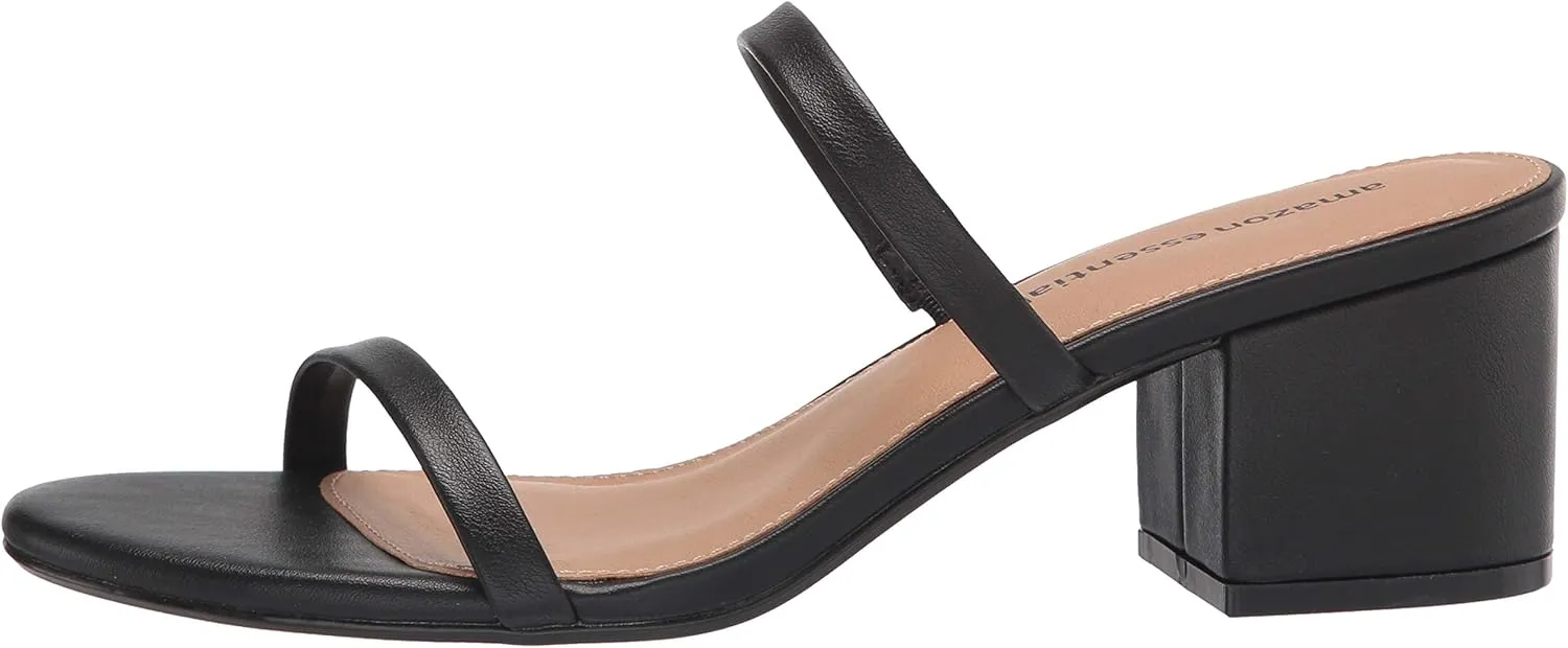 Amazon Essentials Women's Thin Two Strap Heeled Slide