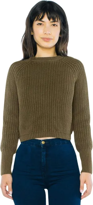 American Apparel Women's Cropped Fisherman Long Sleeve Pullover