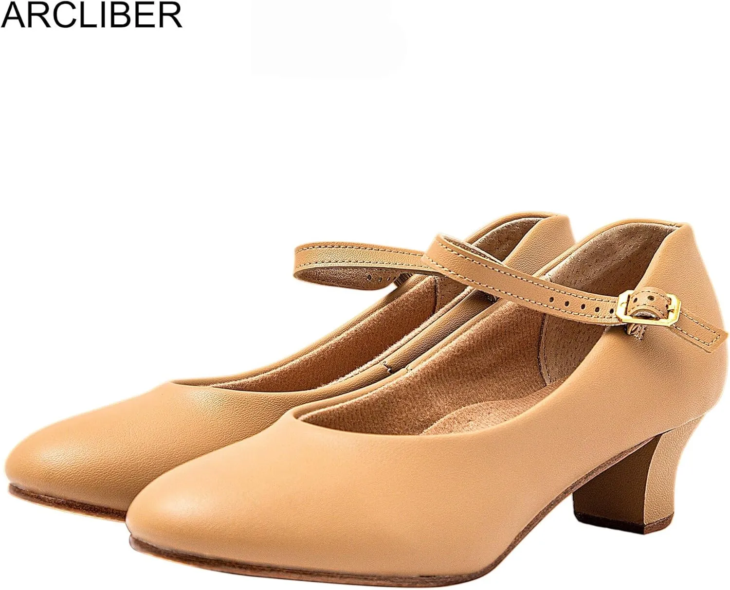 ARCLIBER Character Shoes for Women Ankle Strap 1.55" Dance Heels for Ballroom Salsa Tango