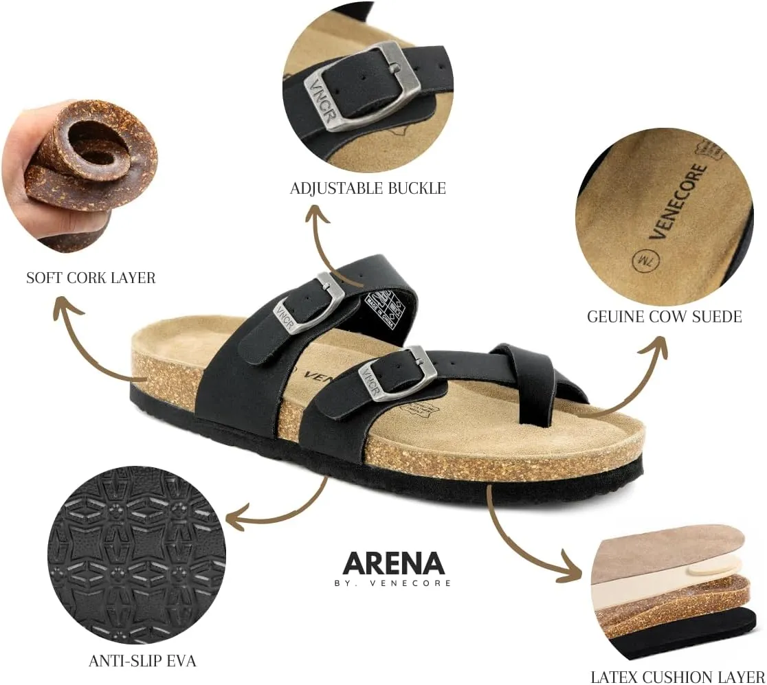 Arena Cork Sandals for Women – Cork Sandals Women’s Summer Shoes – Comfortable Slide Sandals