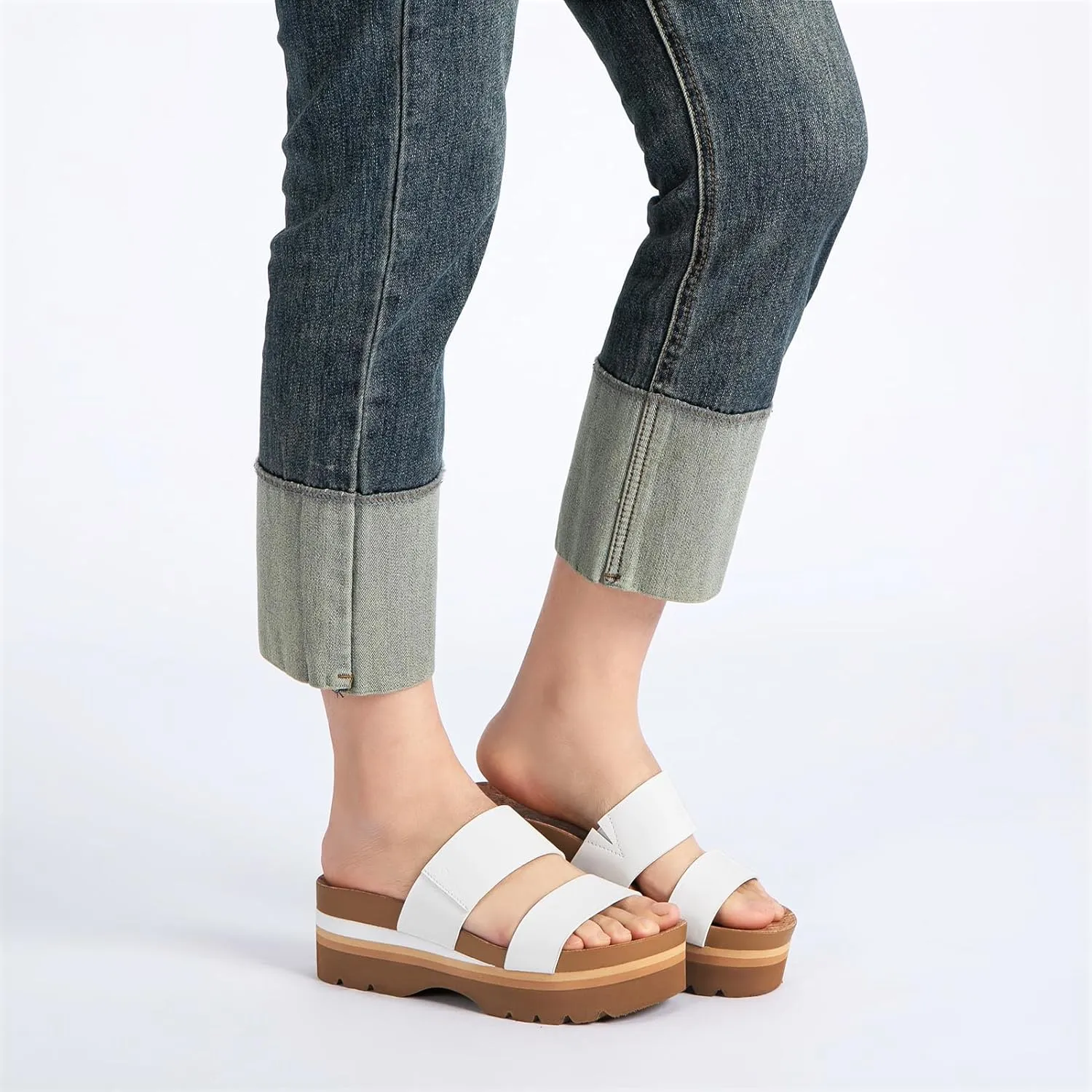 Athlefit Women's Arch Support Platform Slide Sandals Comfortable Crok Footbed Open Toe Slip On Summer Flatform Wedge Sandals