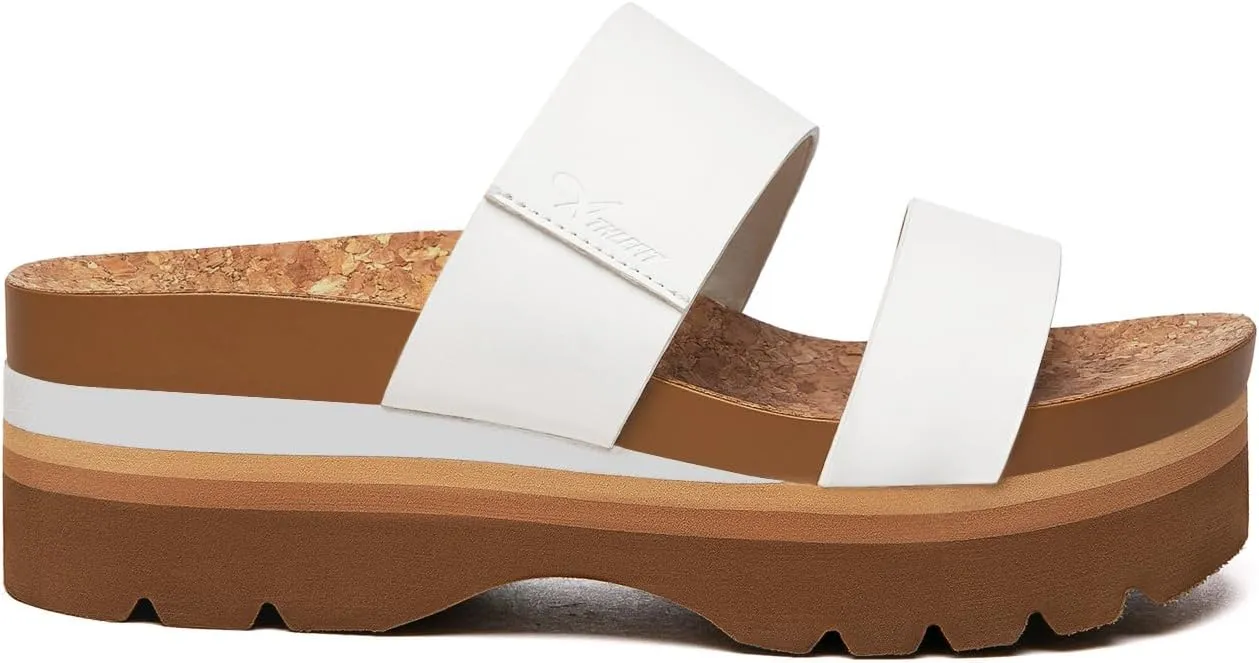Athlefit Women's Arch Support Platform Slide Sandals Comfortable Crok Footbed Open Toe Slip On Summer Flatform Wedge Sandals