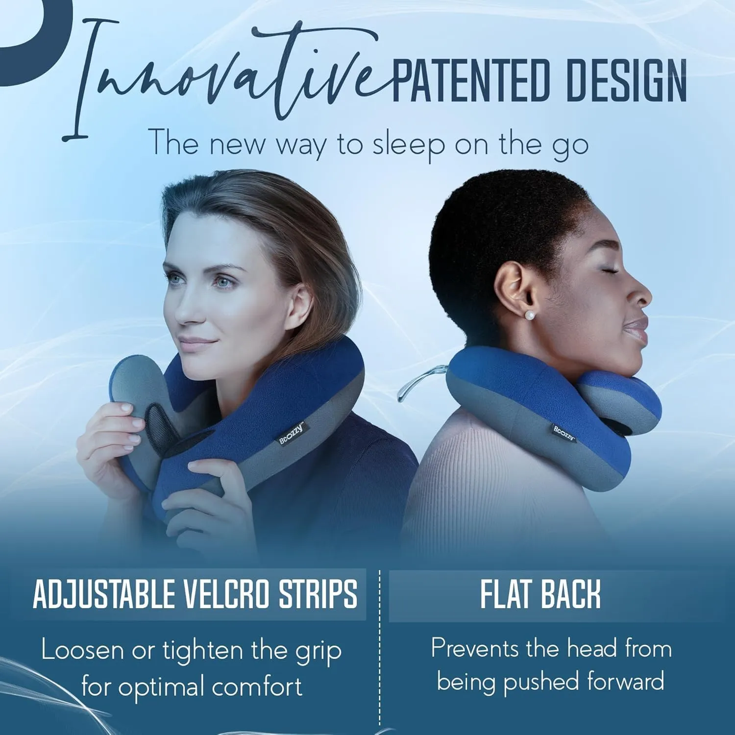 BCOZZY Travel Neck Pillow for Airplane – Patented Double Support for Head, Neck, and Chin. Best for Long Flights, Plane Sleeping & Car Rides. Adjustable Size. Fully Washable. Carry Bag. X-Large, Gray