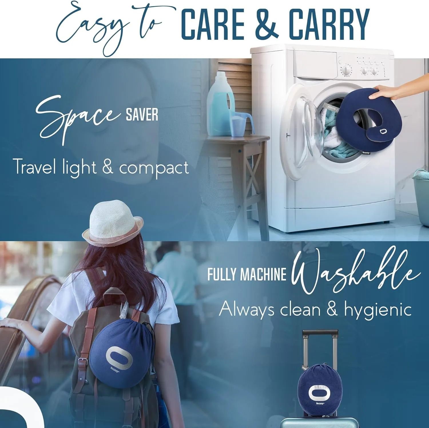 BCOZZY Travel Neck Pillow for Airplane – Patented Double Support for Head, Neck, and Chin. Best for Long Flights, Plane Sleeping & Car Rides. Adjustable Size. Fully Washable. Carry Bag. X-Large, Gray