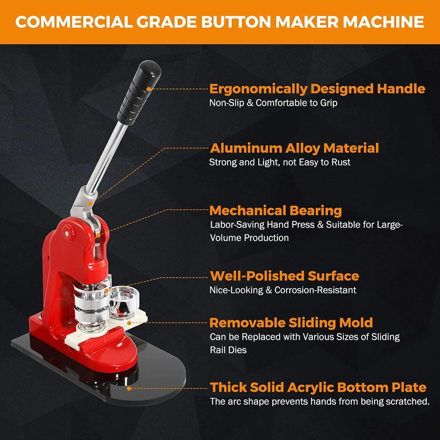 BEAMNOVA Button Maker Machine DIY Round Pin Maker Kit, 37mm / 1.46 in (About 1-1/2 Inch) Badge Press Machine with 1000 Button Parts Supplies