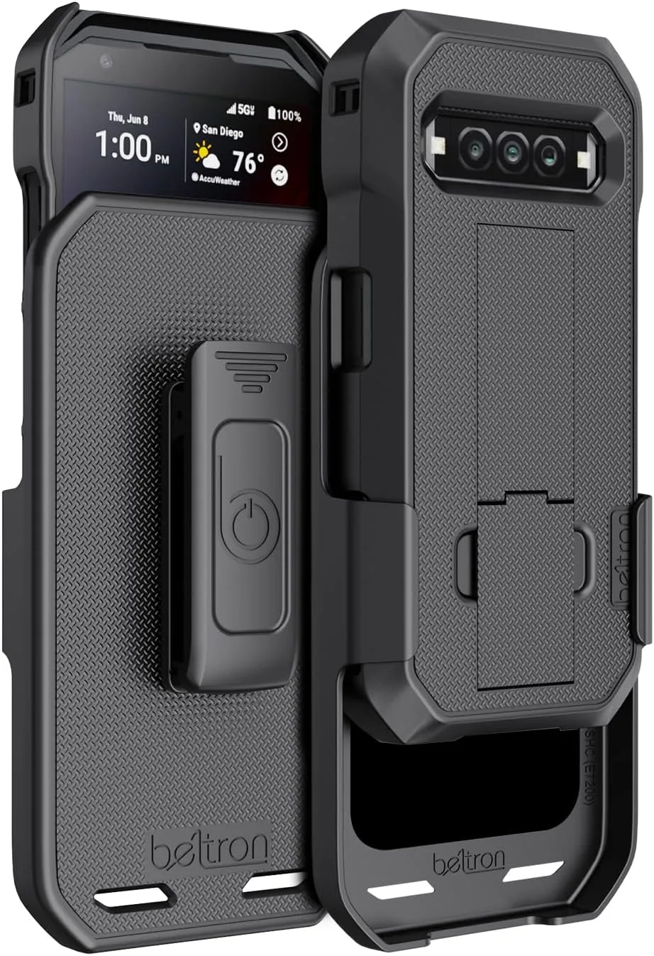 BELTRON DuraForce Pro 3 Case with Clip, Heavy Duty Case with Swivel Belt Clip for Kyocera DuraForce Pro 3 5G E7200 (Verizon) Features: Secure Fit & Built-in Kickstand (Black) Supports 2.25" Duty Belt