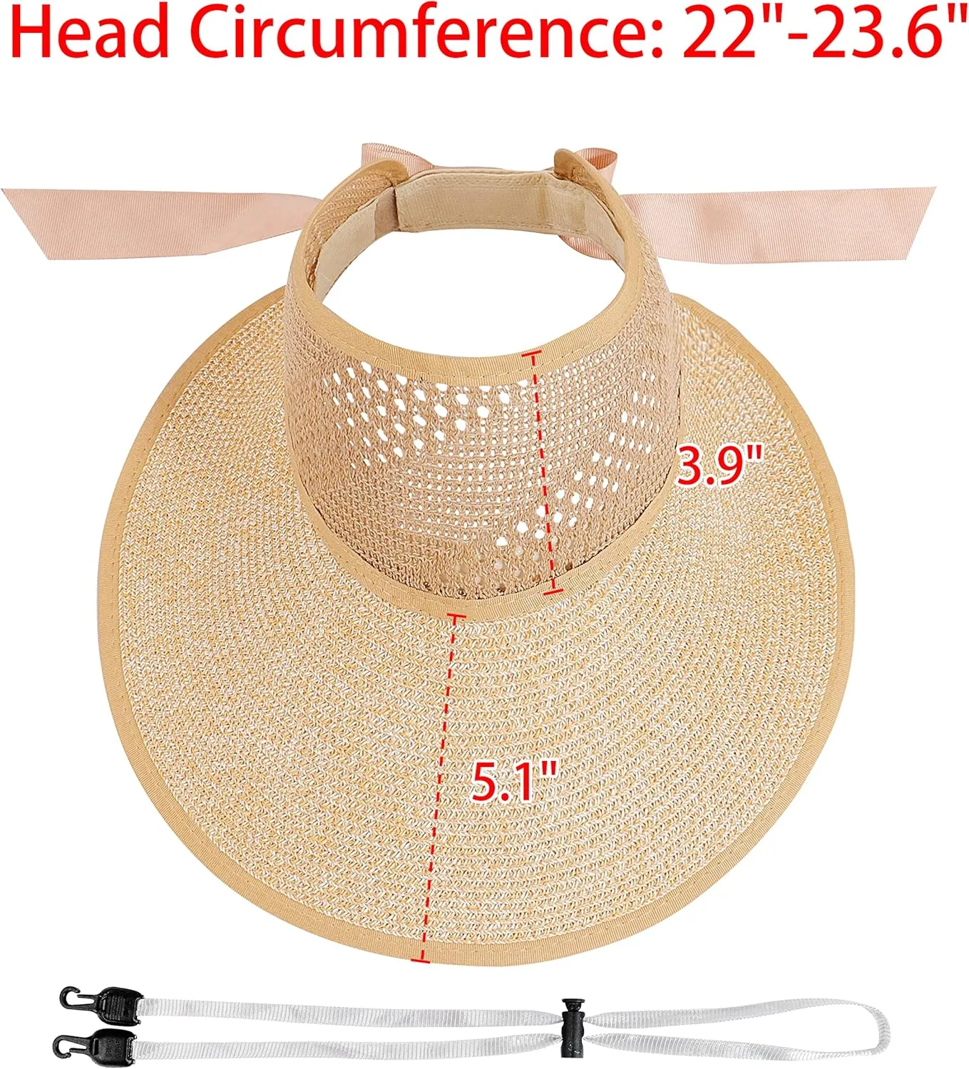 Bienvenu Little Girl Straw Hat Roll Up Sun Hat Packable Sun Visor for Kids Beach Hat