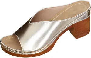 BILIKEYU Womens Stacked Chunky Heel Platform Sandals Open Toe V Cut Wide Strap Slip on Slide Comfortable High Heel Beach Sandal
