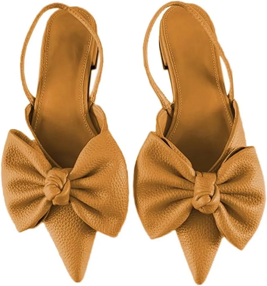Bow-Knot Flat Shoes Women Comfortable Pointed Toe Slingback Women's Flats