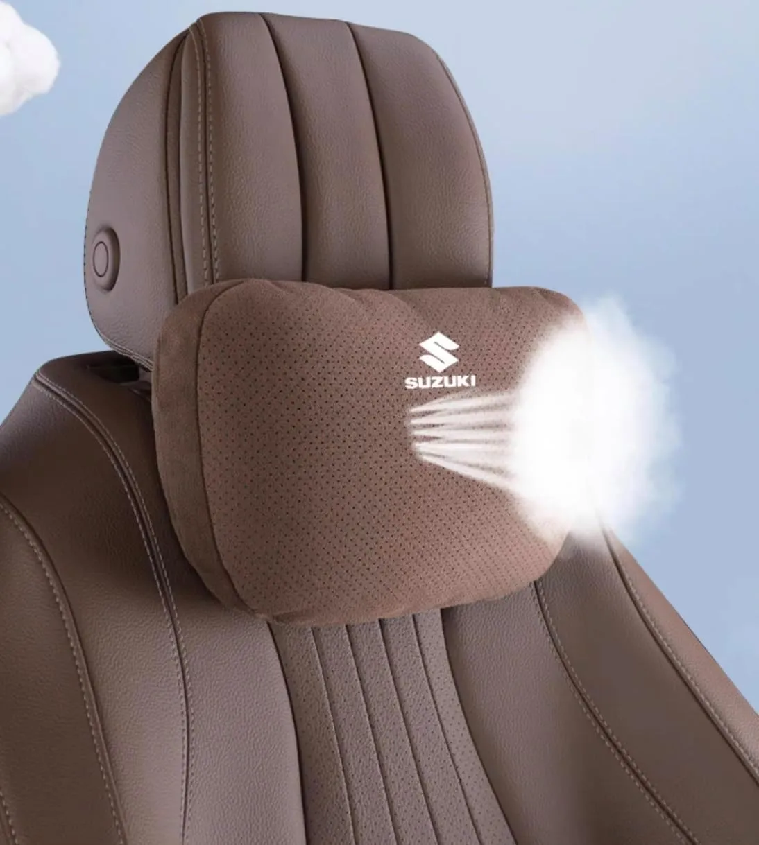 Car Headrest and Lumbar Support Cushion for Suzuki Vitra Tianyu SX4 Swift Alto, Neck Pillow Lumbar Support Pillow with Adjustable Strap Breathable Comfortable Removable,2PCS-D Red