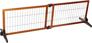 Carlson 70-Inch Wide Adjustable Freestanding Pet Gate, Premium Wood,Brown