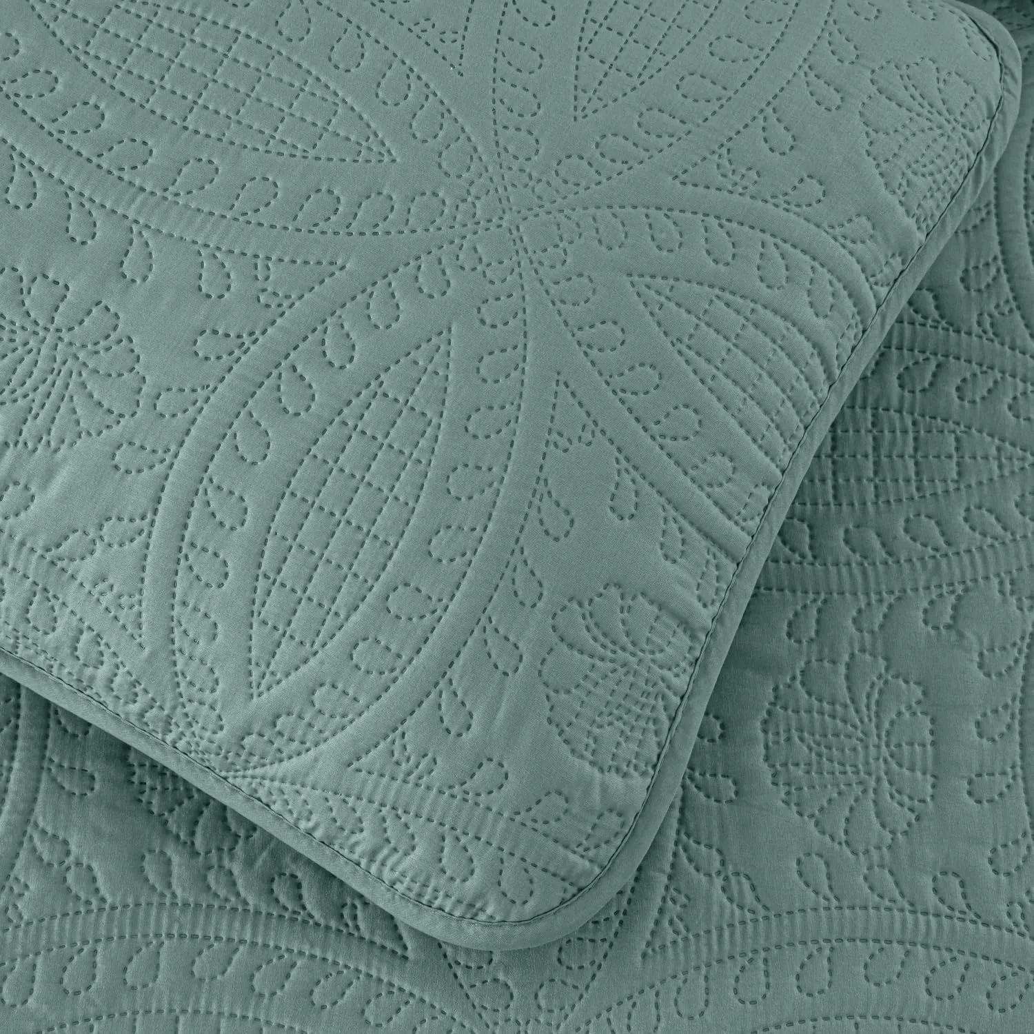Chezmoi Collection Liam Spa Blue King Size Bed in a Bag Comforter Set - 7 Pieces Coin Pattern Lightweight Comforter with Bed Sheets, Pillowcases & Shams Bedding Set for All Seasons