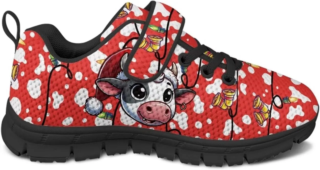 Christmas Kids Running Shoes Boys Girls Lightweight Breathable Sports Shoes Non-Slip Sneakers Hook-and-Loop Strap Shoes for Little Kid SizeUS11-15