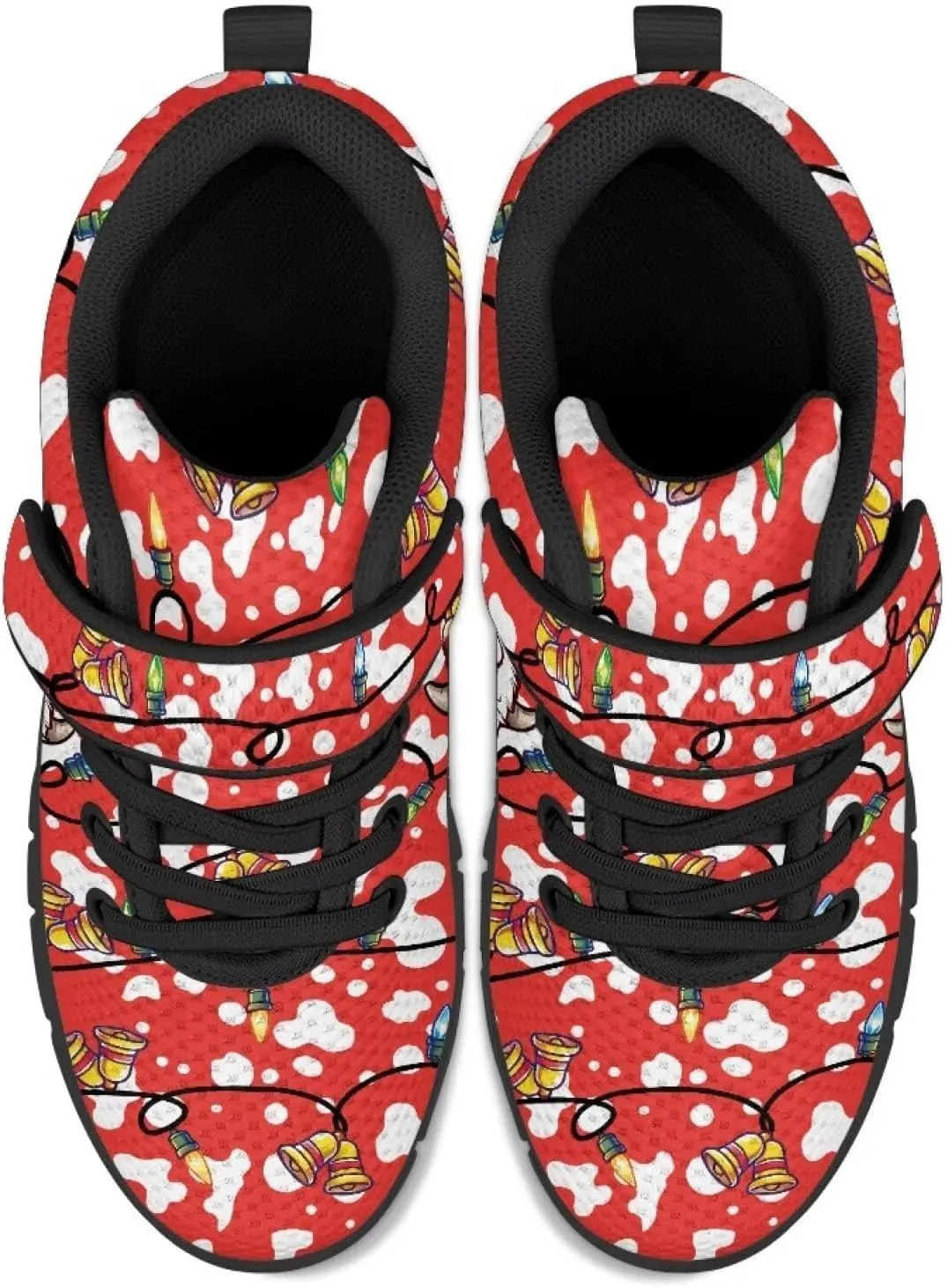 Christmas Kids Running Shoes Boys Girls Lightweight Breathable Sports Shoes Non-Slip Sneakers Hook-and-Loop Strap Shoes for Little Kid SizeUS11-15