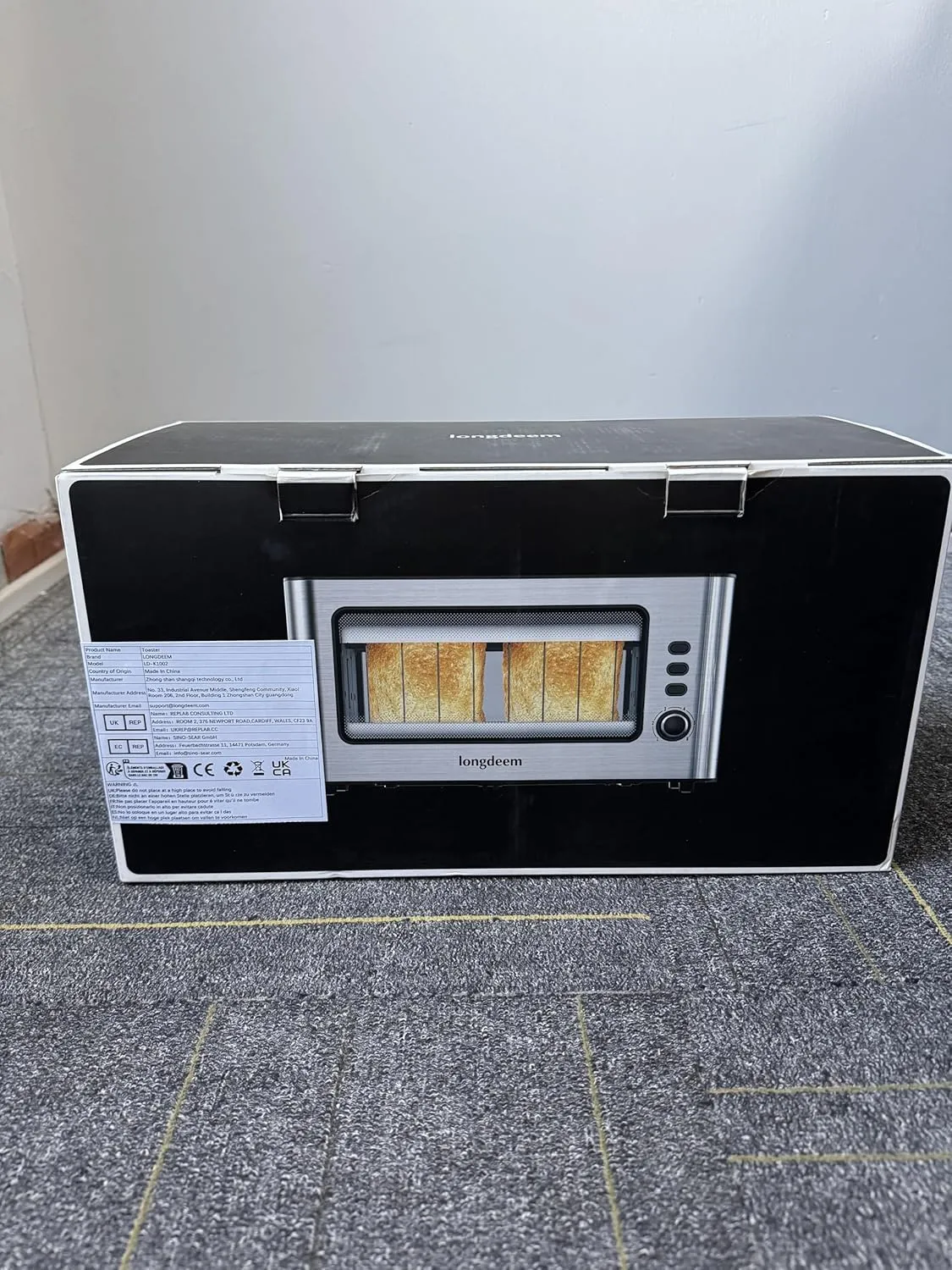 Clear View Toaster, LONGDEEM 1.75" Extra Long Slot Glass Toasters Stainless Steel 2 Slice with 6 Browning Control for Bagel, Defrost & Auto Shut Off with Removable Crumb Tray, Gold