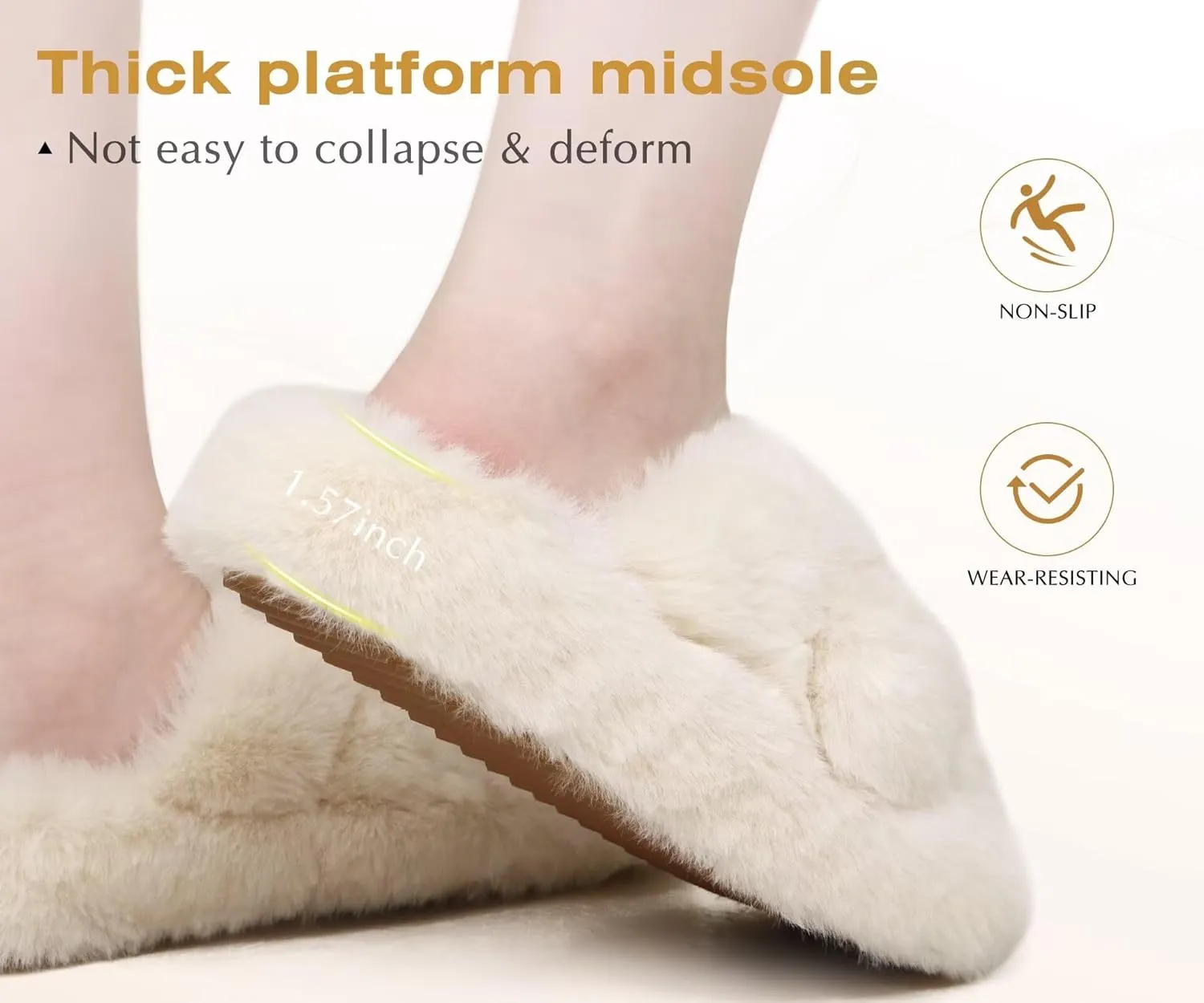 COFACE Women's Fluff Slippers Open Toe Fuzzy Faux Fur Ladies House Fashion Platform Slide Shoes with Comfort Arch Support, Indoor Outdoor Sole