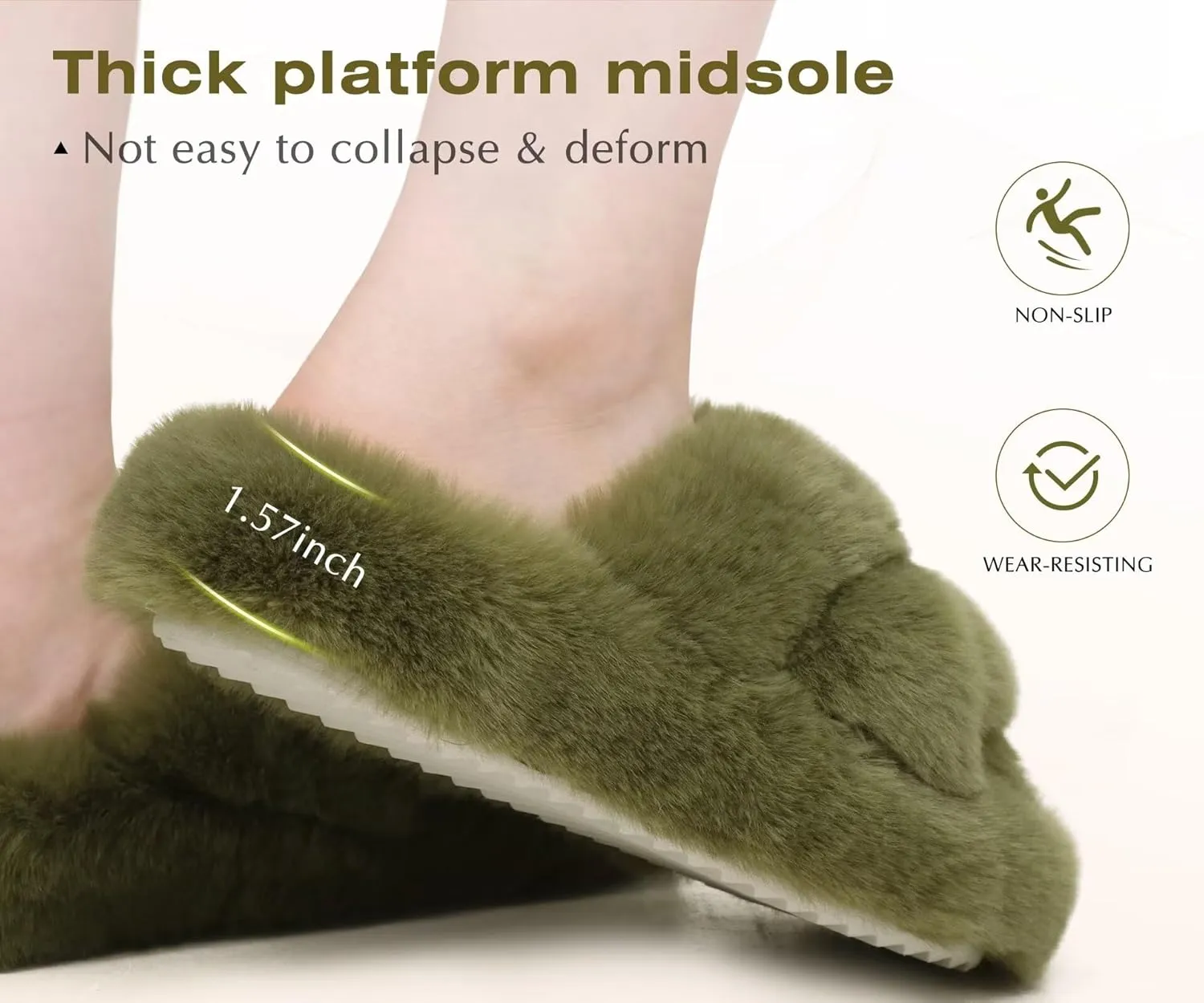 COFACE Women's Fluff Slippers Open Toe Fuzzy Faux Fur Ladies House Fashion Platform Slide Shoes with Comfort Arch Support, Indoor Outdoor Sole