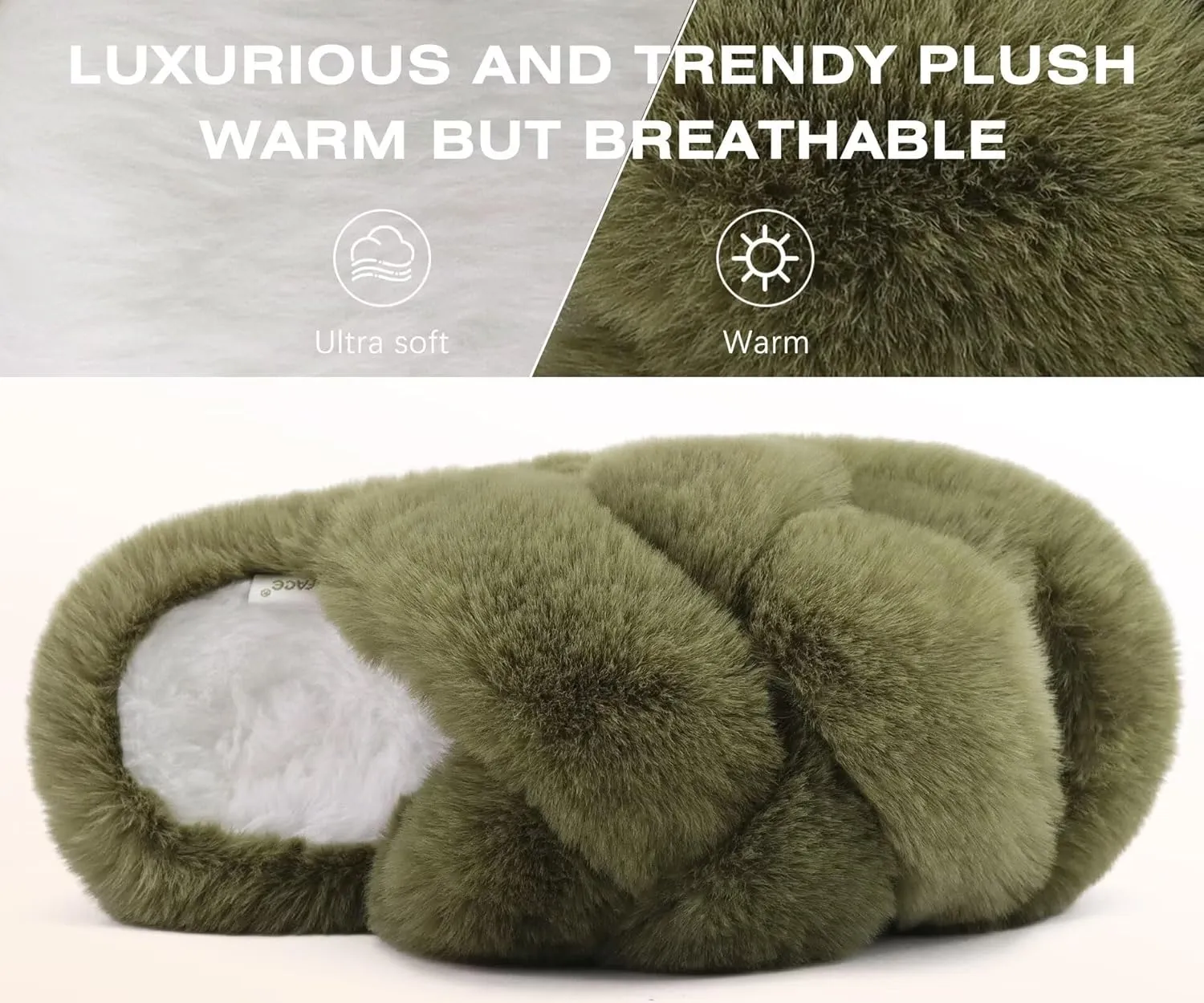 COFACE Women's Fluff Slippers Open Toe Fuzzy Faux Fur Ladies House Fashion Platform Slide Shoes with Comfort Arch Support, Indoor Outdoor Sole