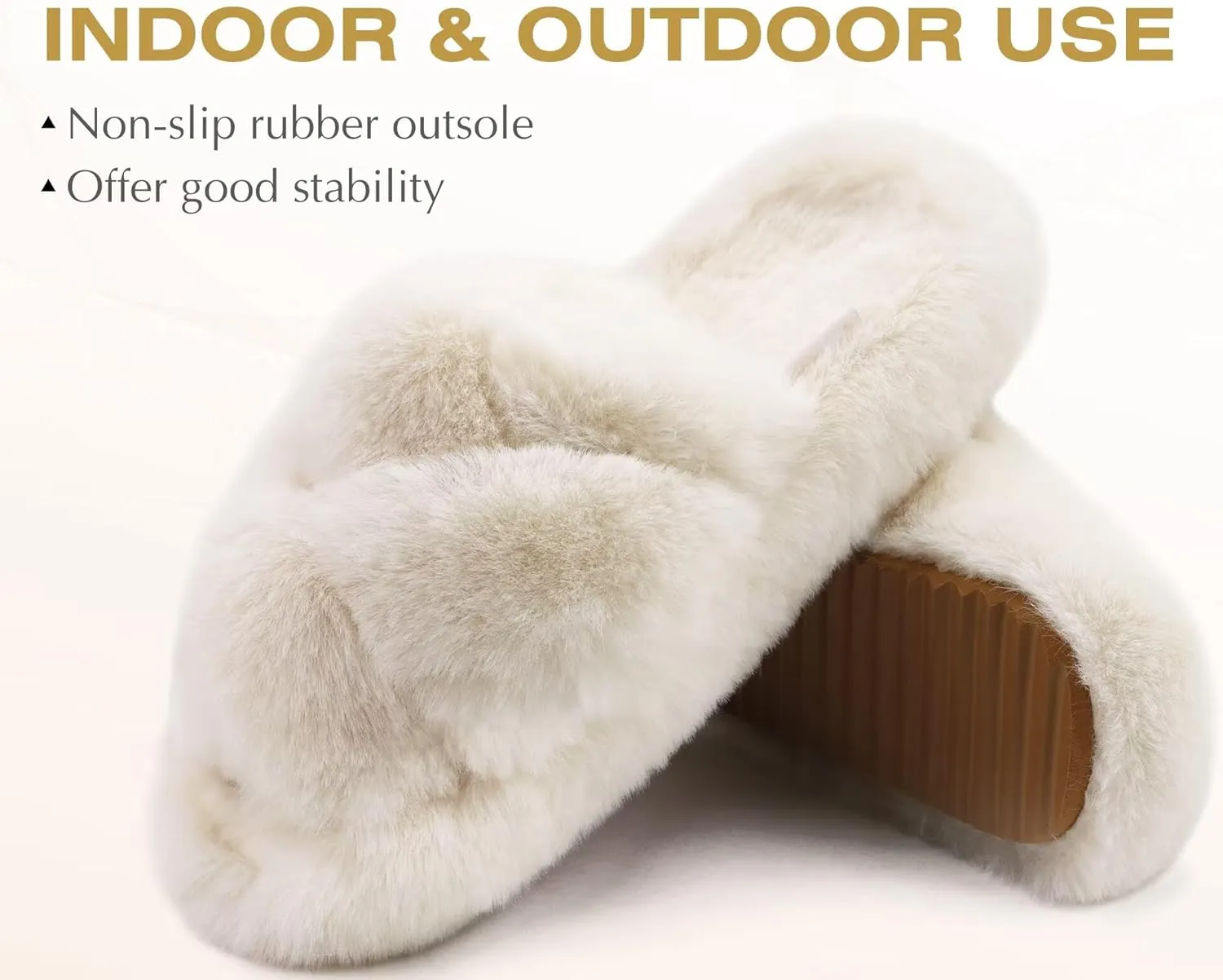COFACE Women's Fluff Slippers Open Toe Fuzzy Faux Fur Ladies House Fashion Platform Slide Shoes with Comfort Arch Support, Indoor Outdoor Sole