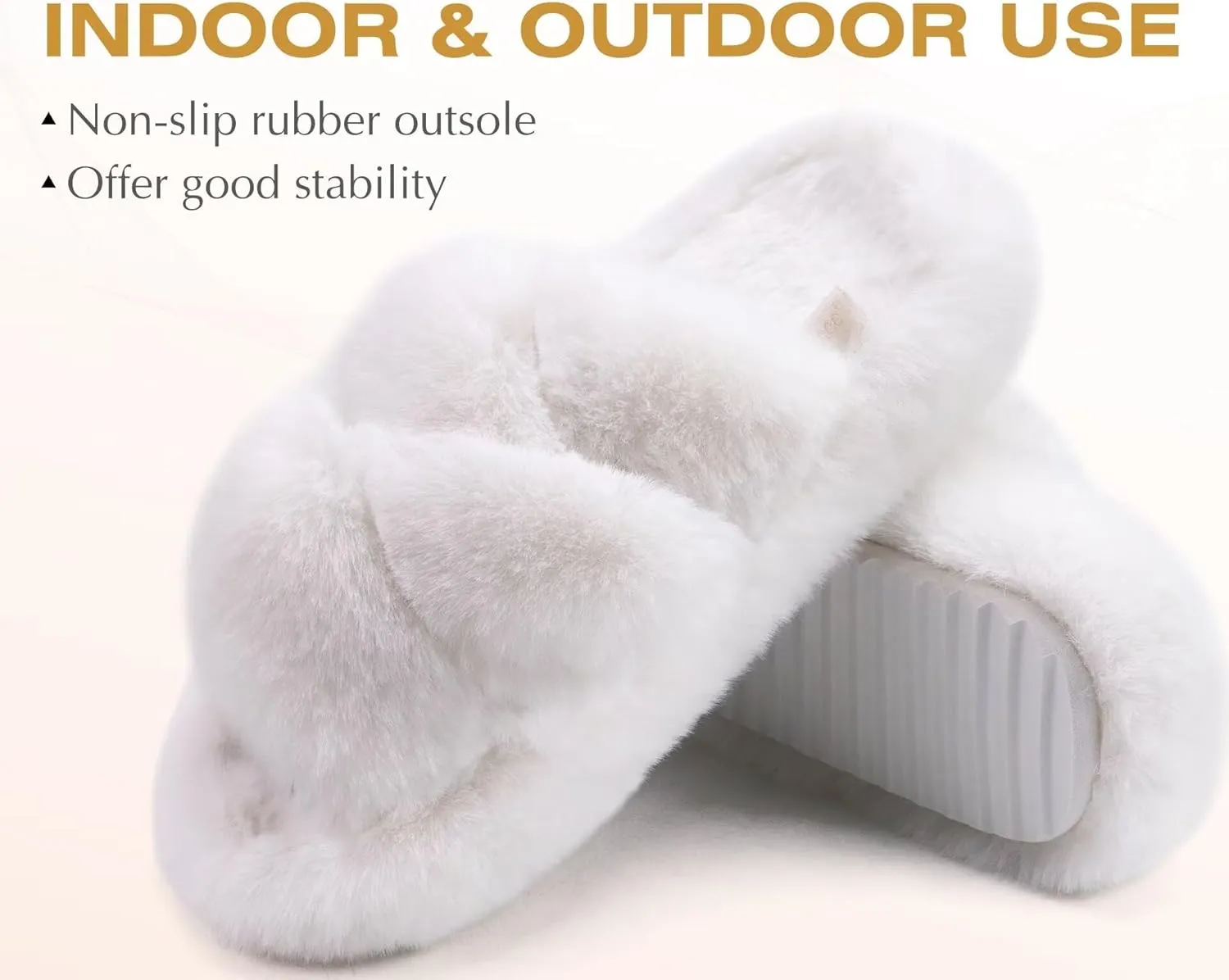 COFACE Women's Fluff Slippers Open Toe Fuzzy Faux Fur Ladies House Fashion Platform Slide Shoes with Comfort Arch Support, Indoor Outdoor Sole